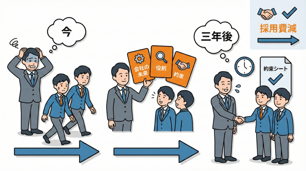 「うちは踏み台じゃない」と言いたい社長へ。給与より効く“三年後の約束”でエースを引き止める秘策