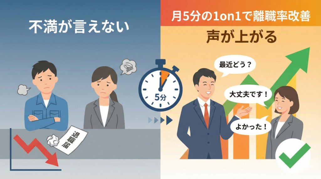 離職率5割を90%に改善した『月5分』の魔法｜アドバイス禁止が社員を救う、1on1の真実