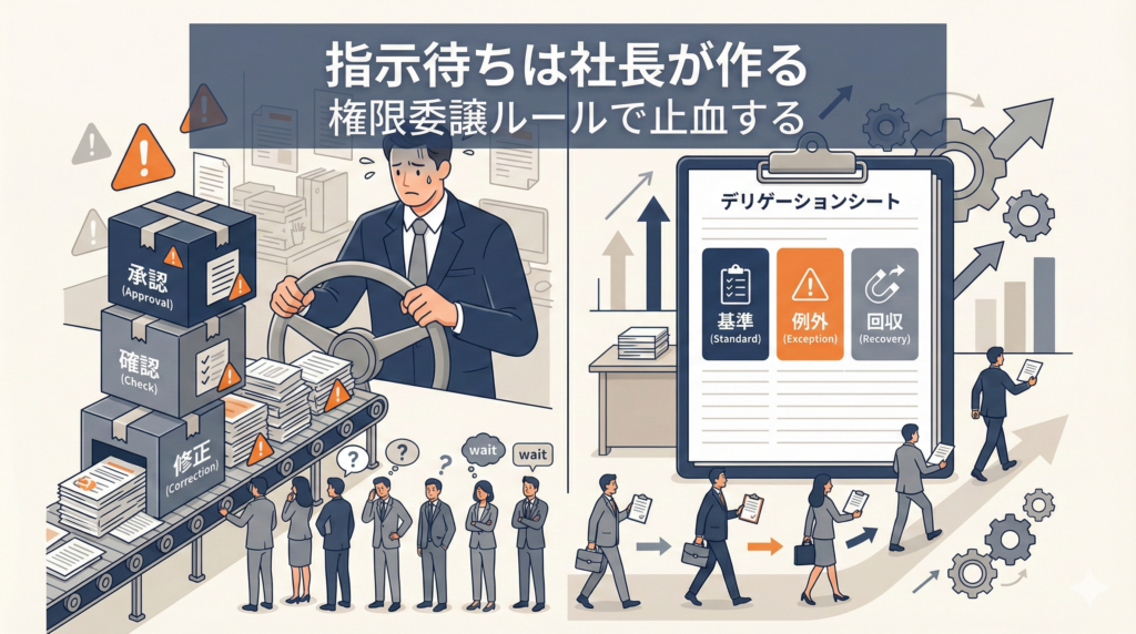 指示待ちは才能の問題やなく、設計の問題。損失の上限と裁量の範囲を数値で決めれば、現場は自走に切り替わる。