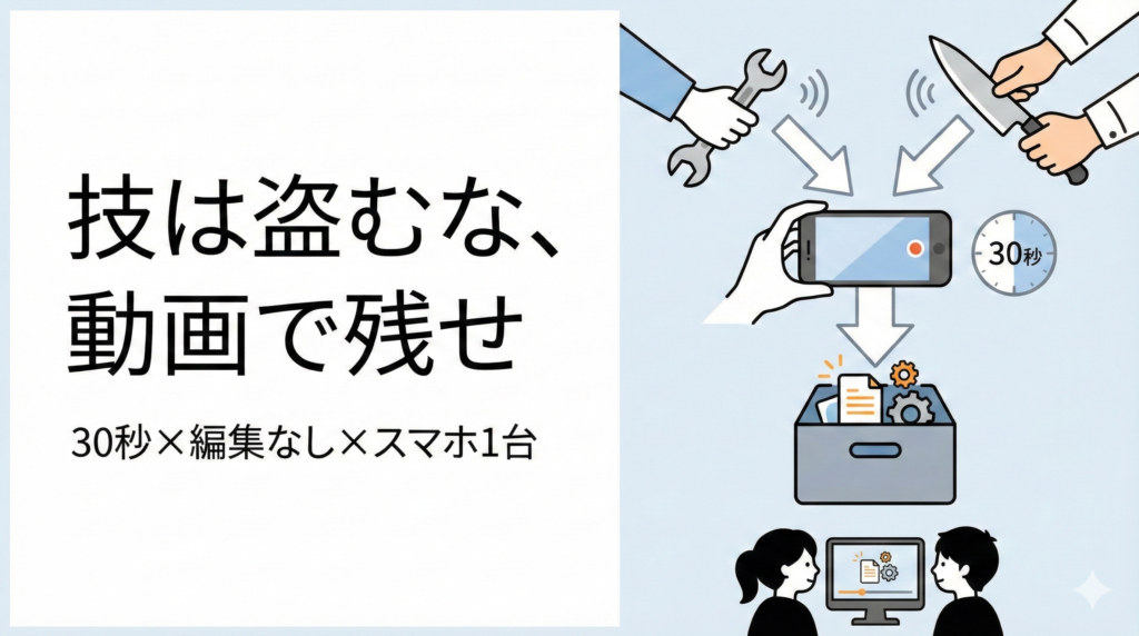 技は盗むな、動画で残せ。職人の『勘』を30秒のスマホ映像に変える、失敗しない技術伝承術